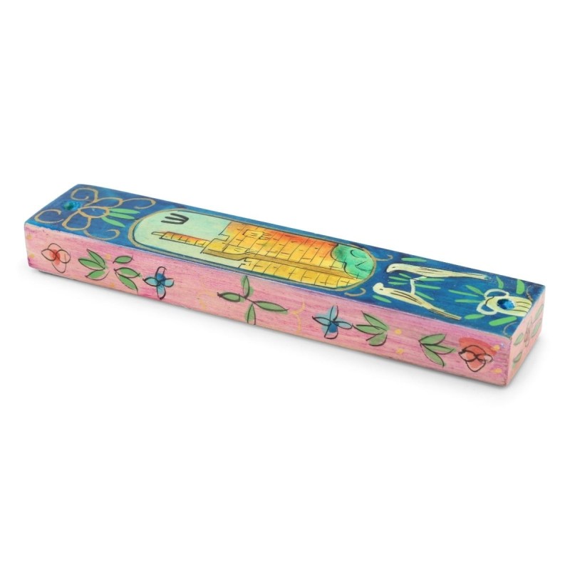 Yair Emanuel Small Wooden Mezuzah - Tower of David