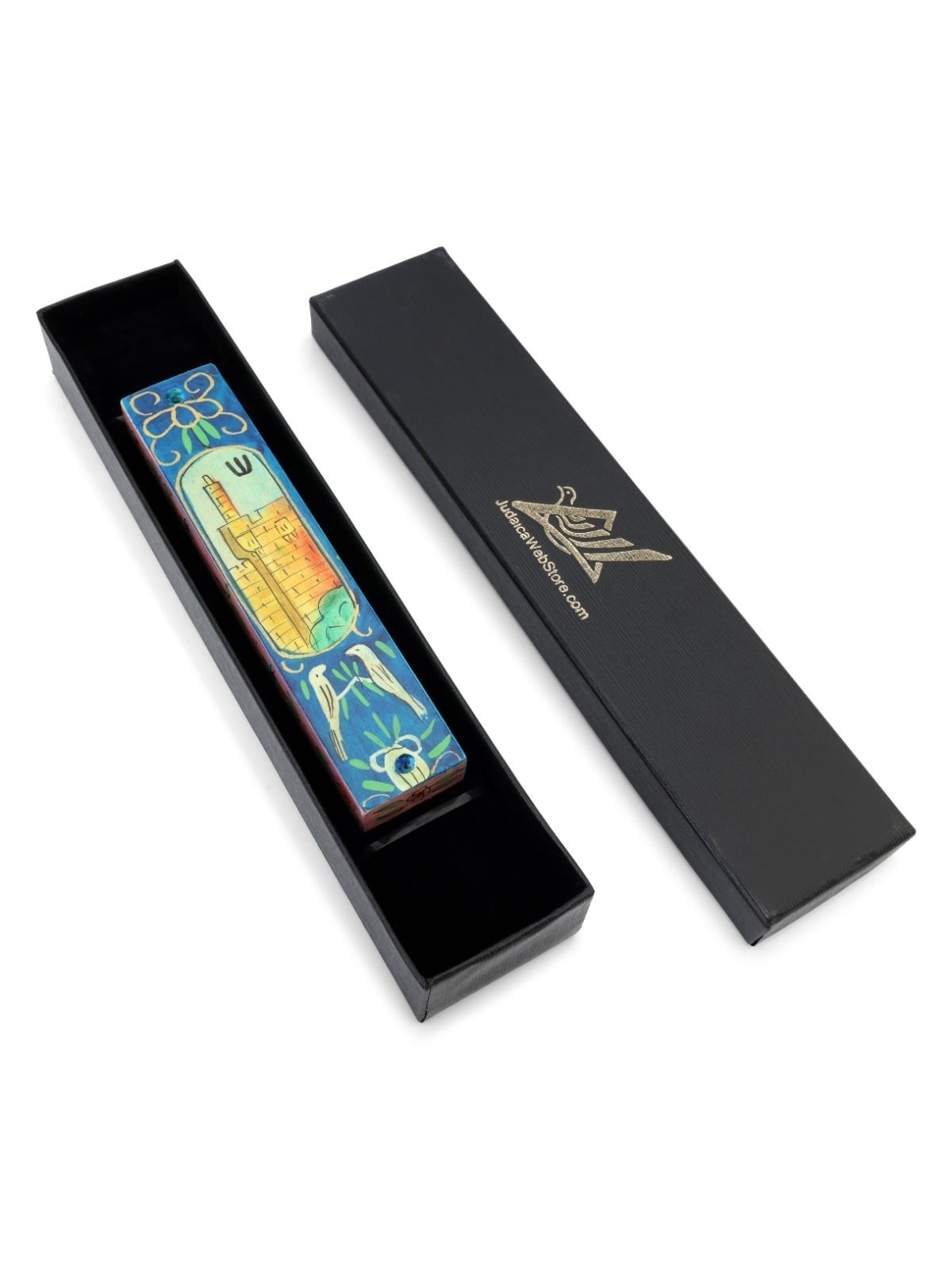 Yair Emanuel Small Wooden Mezuzah - Tower of David