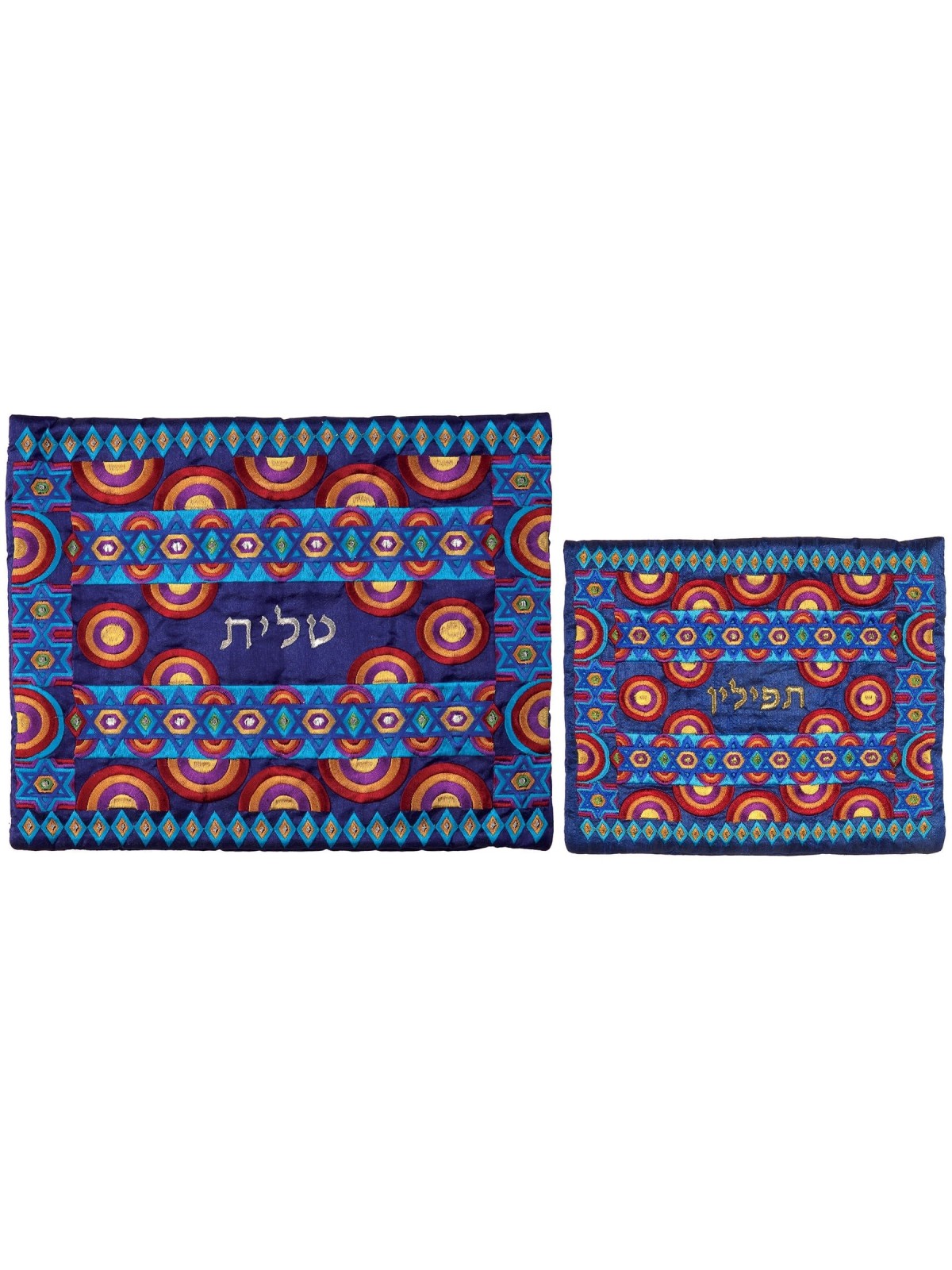 Yair Emanuel Embroidered Tallit and Tefillin Bag Set - Stars of David