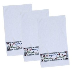 Set of 3 Embroidered Seder Towels - Urchatz (Pomegranates)