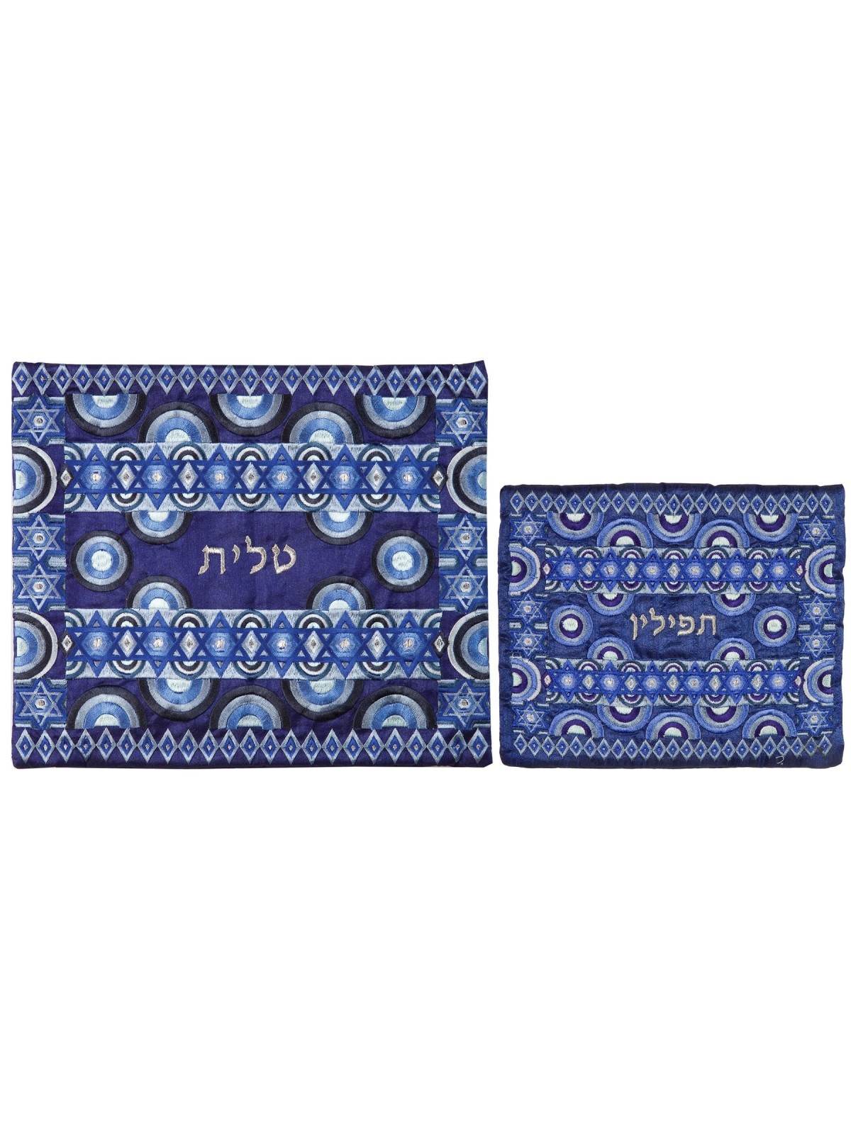 Yair Emanuel Embroidered Tallit and Tefillin Bag Set - Stars of David