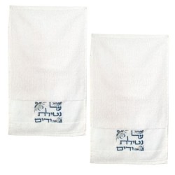 Set of 2 'Netilat Yadayim' Embroidered Hand Towels (Blue)