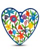 Yair Emanuel Hand Painted Heart Wall Hanging - Flowers