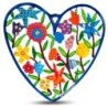 Yair Emanuel Hand Painted Heart Wall Hanging - Flowers