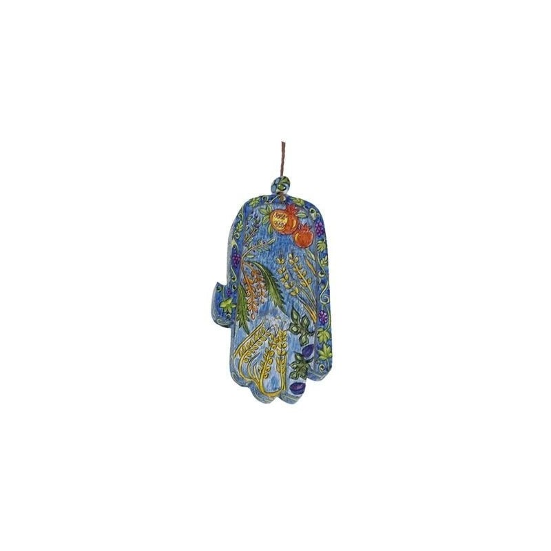 Yair Emanuel Wood Painted Hamsa - Seven Species
