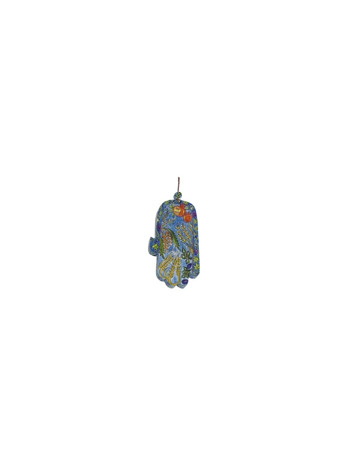 Yair Emanuel Wood Painted Hamsa - Seven Species