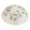 Yair Emanuel Embroidered Silk Kippah - Pomegranates - White
