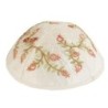 Yair Emanuel Embroidered Silk Kippah - Pomegranates - White