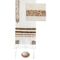 Star of David: Yair Emanuel Embroidered Cotton Tallit (Gold)