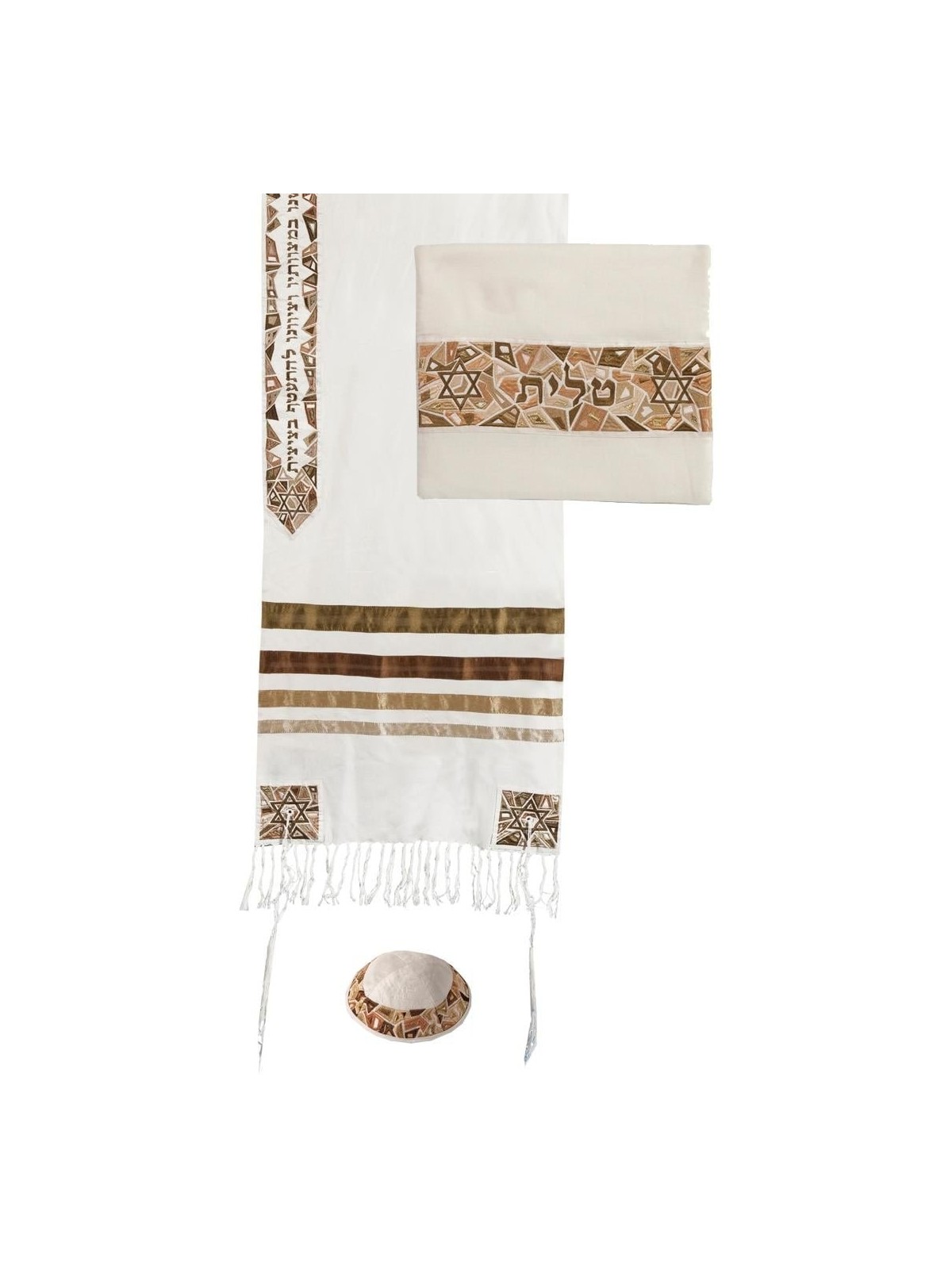 Star of David: Yair Emanuel Embroidered Cotton Tallit (Gold)