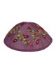Yair Emanuel Embroidered Silk Kippah - Pomegranates - Pink / Purple