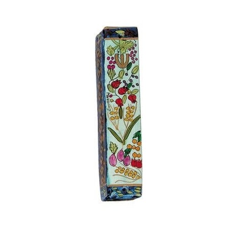 Yair Emanuel Small Wooden Mezuzah - 7 Species
