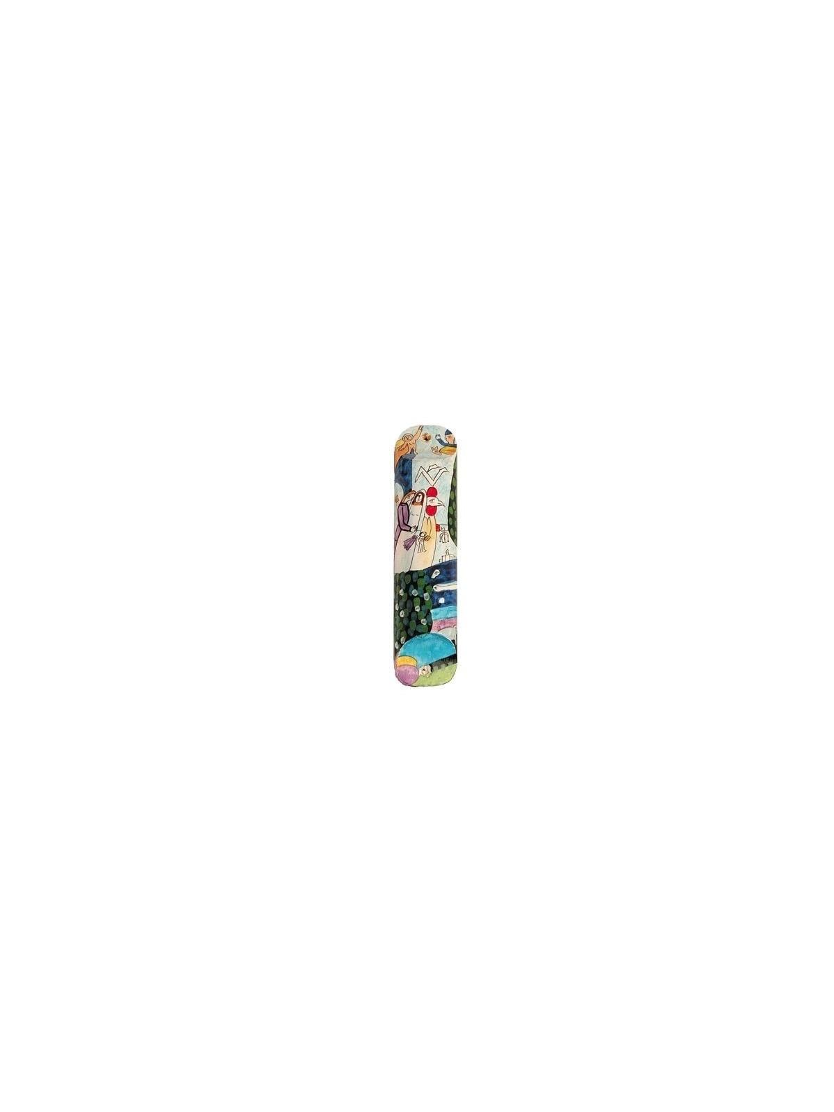 Yair Emanuel Large Wooden Mezuzah - Figures