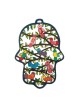 Birds: Yair Emanuel Hand Large Hand Painted Laser Cut Metal Hamsa