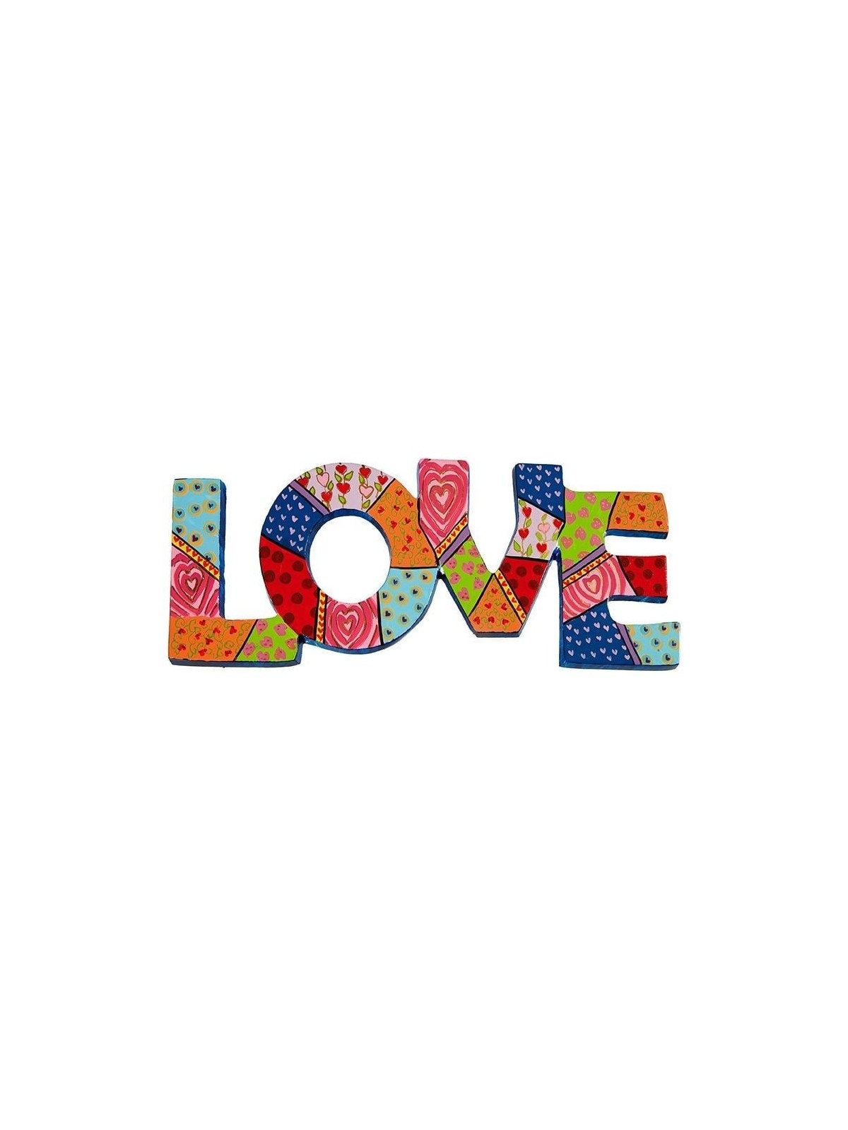 Yair Emanuel Hand Painted Metal Wall Hanging - Love (English)