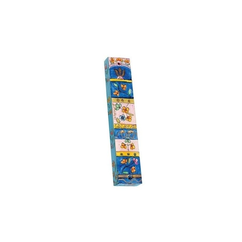 Yair Emanuel Large Wooden Mezuzah - Flowers