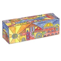 Yair Emanuel Wooden Travel Hanukkah Menorah - Jerusalem Oriental