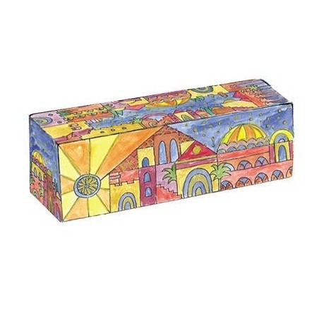 Yair Emanuel Wooden Travel Hanukkah Menorah - Jerusalem Oriental
