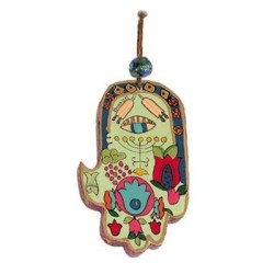 Yair Emanuel Small Wood Painted Hamsa - Classic