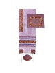 Yair Emanuel Purple Embroidered Jerusalem Tallit with Matching Bag & K
