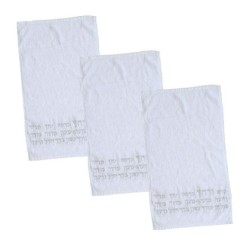 Set of 3 Embroidered Seder Towels - Kadesh Urchatz (Silver)