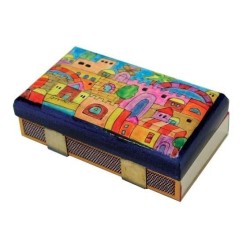 Yair Emanuel Kitchen Size Painted Wooden Match Box - Old Jerusalem