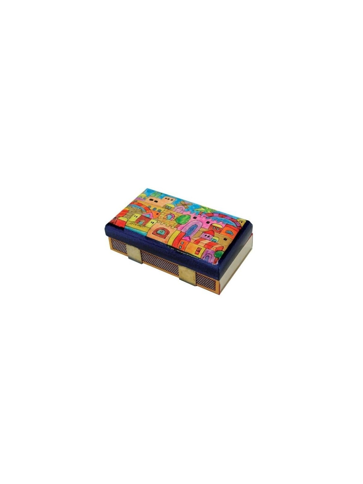 Yair Emanuel Kitchen Size Painted Wooden Match Box - Old Jerusalem
