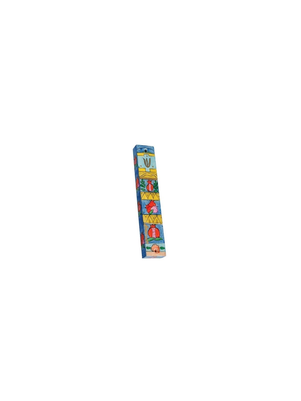 Yair Emanuel Small Wooden Mezuzah - Pomegranate Panels