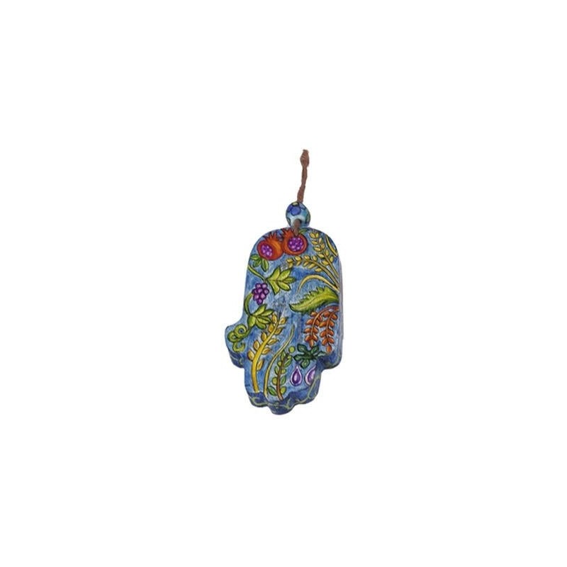 Yair Emanuel Small Wood Painted Hamsa - 7 Species