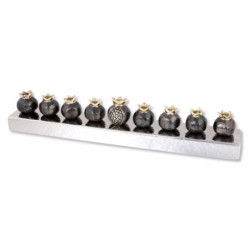 Yair Emanuel Bar Hanukkah Menorah - Brown Pomegranates