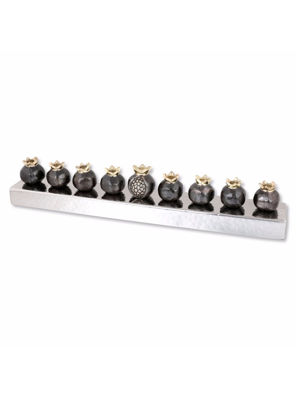 Yair Emanuel Bar Hanukkah Menorah - Brown Pomegranates