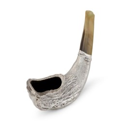 Customizable Silver-Plated Shofar With Hoshen Design - English/Hebrew