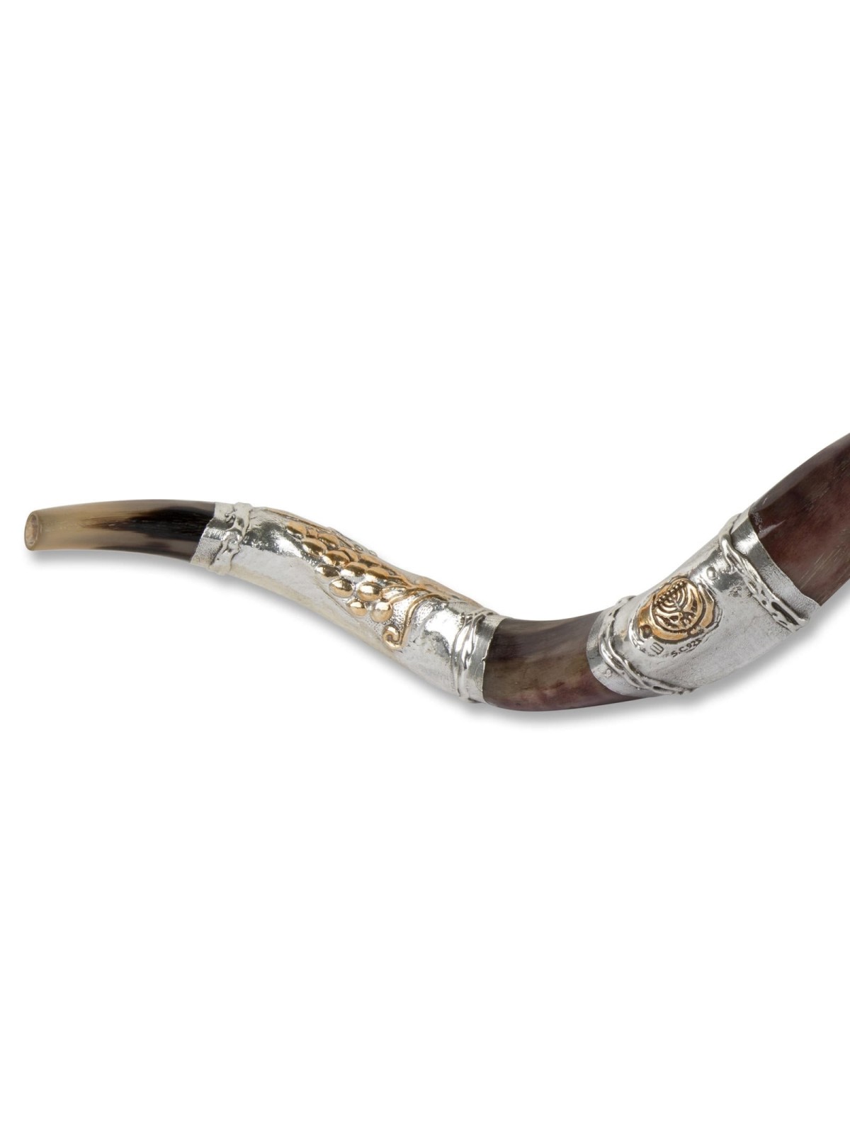Sterling Silver Plated Yemenite Kudu Shofar - Lion Design (Choice of S