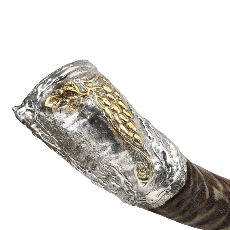 Sterling Silver Plated Yemenite Kudu Shofar - Lion Design (Choice of S