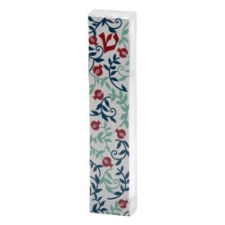 Dorit Judaica Mezuzah Case With Colorful Pomegranate Design and Shin