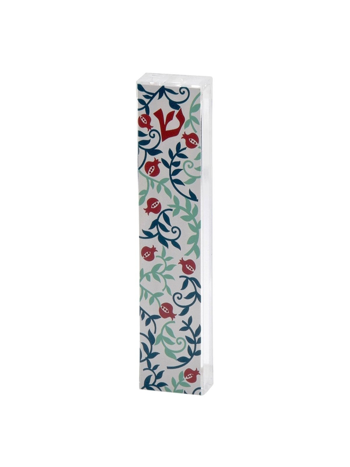 Dorit Judaica Mezuzah Case With Colorful Pomegranate Design and Shin