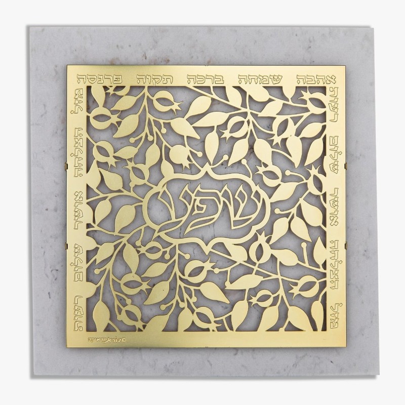 Designer Gold-Plated Abundance and Blessings Wall Hanging with Pomegra