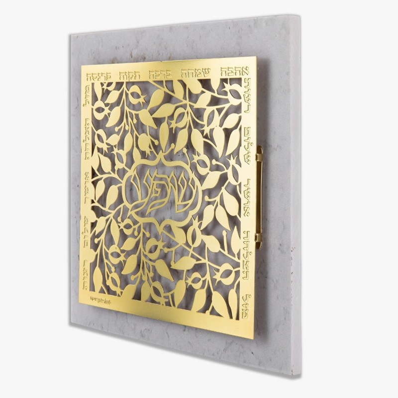 Designer Gold-Plated Abundance and Blessings Wall Hanging with Pomegra