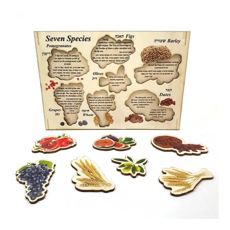 Seven Species: Interactive Educational Puzzle (Hebrew / English)