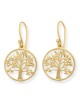 Round Gold-Plated Tree of Life Dangling Earrings by Yair Emanuel