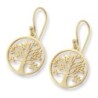 Round Gold-Plated Tree of Life Dangling Earrings by Yair Emanuel