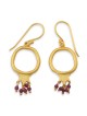 Dangling Gold-Plated Pomegranate Outline Ruby Beads Earrings by Yair E