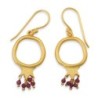 Dangling Gold-Plated Pomegranate Outline Ruby Beads Earrings by Yair E