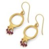 Dangling Gold-Plated Pomegranate Outline Ruby Beads Earrings by Yair E