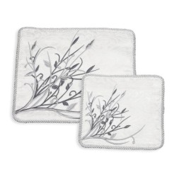 White Tallit and Tefillin Bag Set With Tree of Life Design