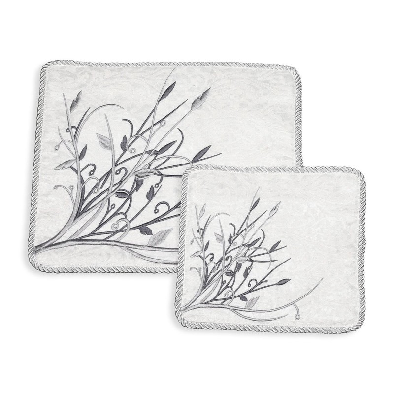 White Tallit and Tefillin Bag Set With Tree of Life Design