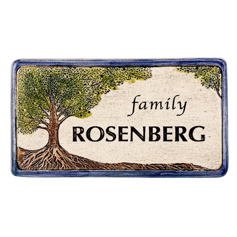 Tree of Life Handmade Ceramic English Personalized Door Sign With 24K