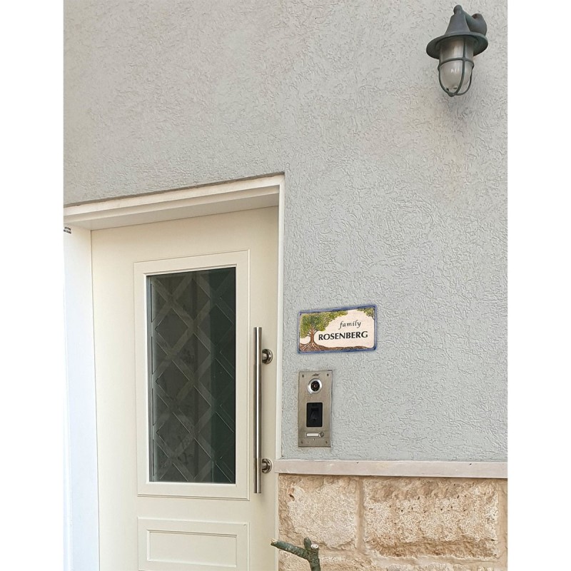 Tree of Life Handmade Ceramic English Personalized Door Sign With 24K