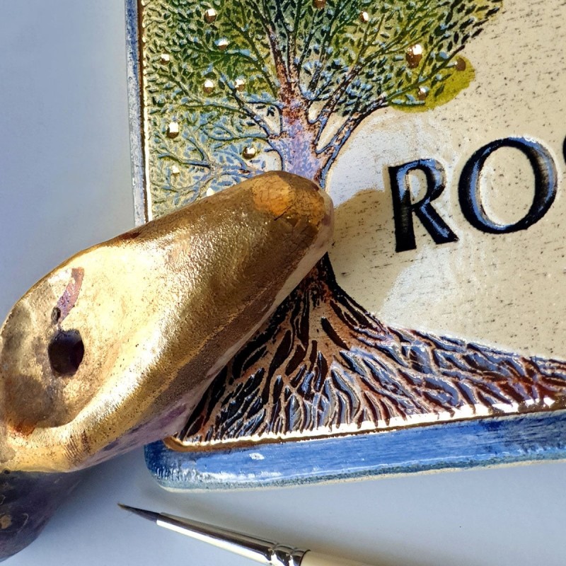 Tree of Life Handmade Ceramic English Personalized Door Sign With 24K