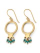 Dangling Gold-Plated Pomegranate Outline Earrings with Turquoise Beads